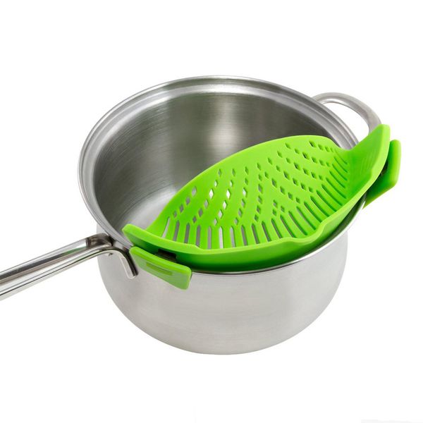 

6 colors kitchen silicone strainer wash kitchen food clean clip-on snap strainer colander liquid separate