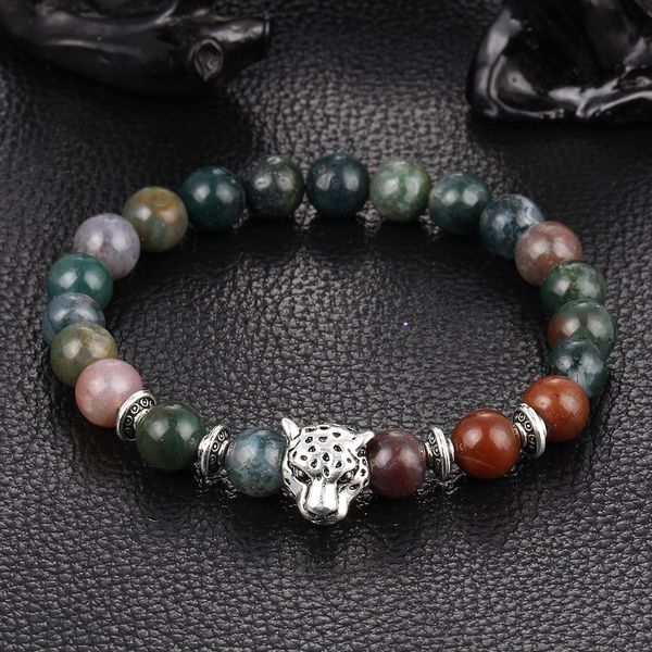 

bounabay fashion white and black leopard charm bracelet silver color stone buddha bracelet lava matte women bracelets gifts