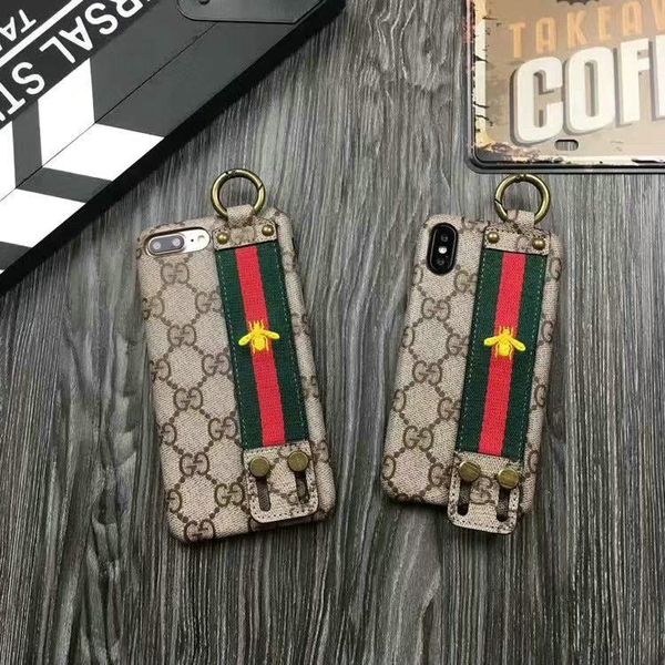 

For iphone XS MAX case new embroidery brand design bee wristband phone case for iphone 7 7plus 8 8plus 6 6plus X XR hard back cover