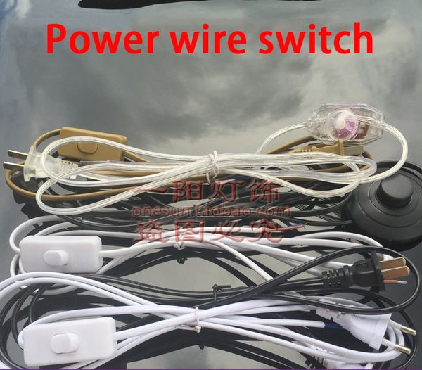 

White Black Brown Transparent Wire with Switch Plug 2-pin Plug Wire with 303 304 Switch 2-core Power Cord with Round Flat Plug
