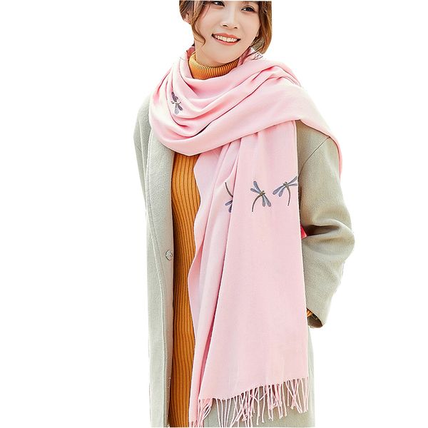 

new women scarf female winter cashmere lengthen tassels scarf shawl ladies scarves travel shawl dragonfly emb.scarf
