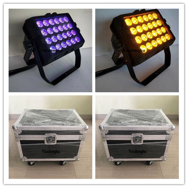8 Stück mit Flightcase 24 x 18 W RGBWA UV 6 in 1 DMX City Color Blinder Waschlicht Wandwasch-LED-Licht wasserdicht IP65 LED-Stadtfarblicht