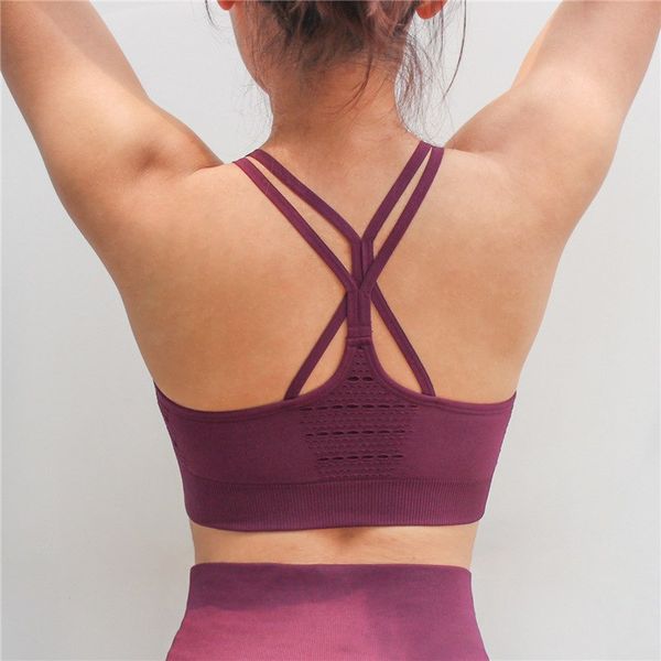 

sports bra running underwear seamless cross strap shockproof quick-drying breathable jogging fitness yoga bra women, White;black