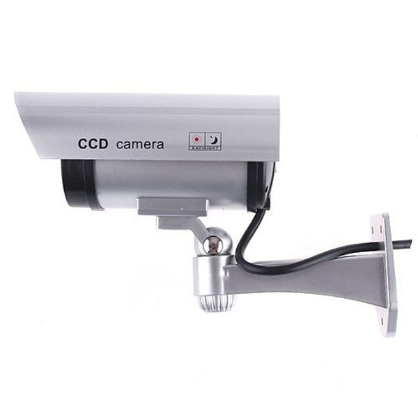 telecamera fittizia Silver False Emulational Outdoor Fake Dummy Security Camera Decoy con LED rosso lampeggiante wireless IR