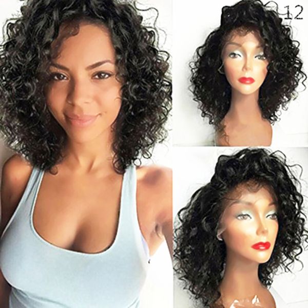 Natural Looking Short Hair Kinky Curly Wig Black Glueless