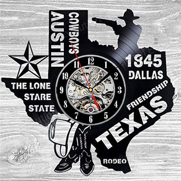 State Of Texas Vinyl Wall Clock Modern Home Decoration Crafts