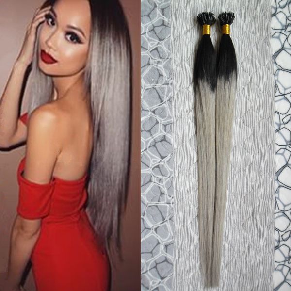 100g Ash Blonde Hair Extensions 1b Gray Silver Ombre U Tip Hair