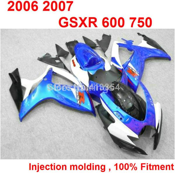 

7gifts injection molding fairing kit for suzuki gsxr600 gsxr750 2006 2007 white blue gsxr 600 750 06 07 cc17