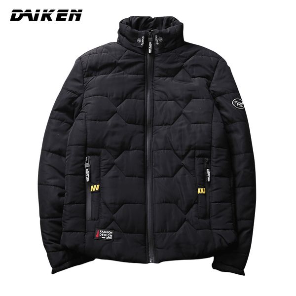 

daiken fashion coat college male streetwear stand collar men casual winter parka, Black