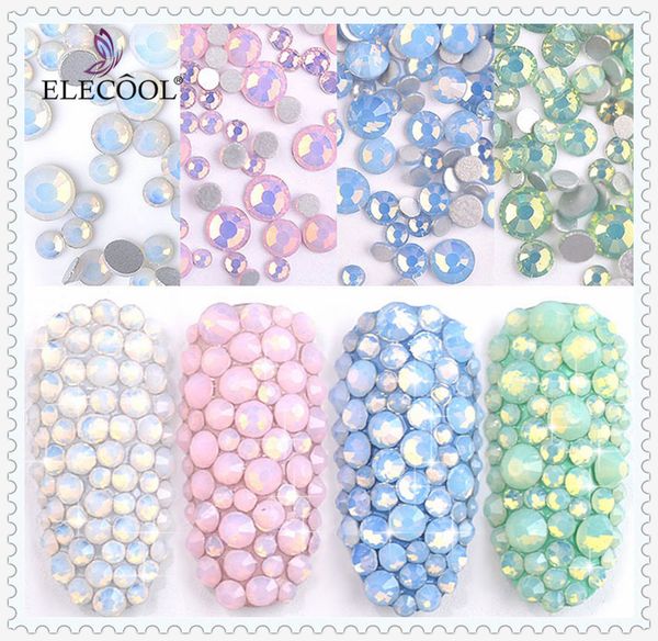 

elecool 1 pack 3d diy opal crystal nail art rhinestones charm glass flatback non ix nail jewelry sticker decorations, Silver;gold