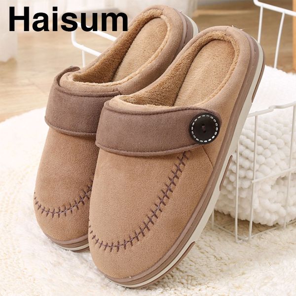 

men's cotton slippers winter warm cute plush slippers home indoor non-slip shoes h-855, Black