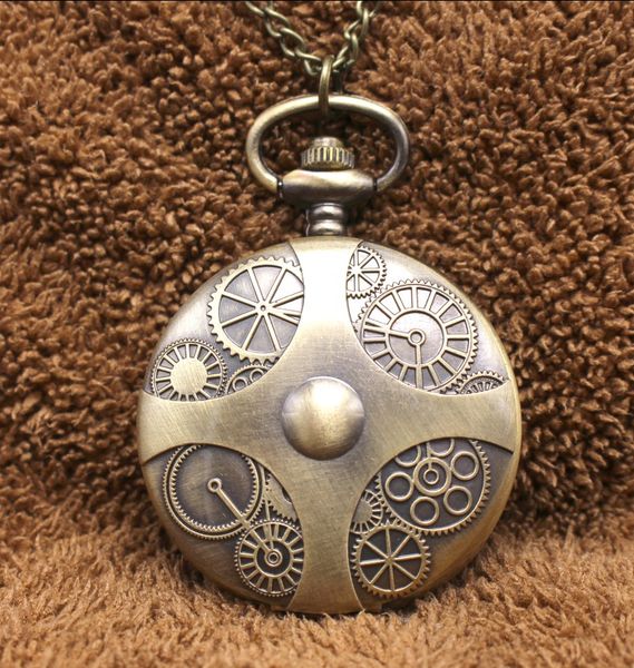 

new arrival fashion quartz good quality bronze antiques pendant men and woman necklace pocket watches gift, Slivery;golden