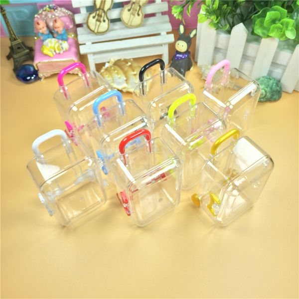 Şeffaf Seyahat Bagaj Tasarım Plastik Şeker Kutusu Mini Bavul Kutusu Düğün Bebek Duş Çikolata Kutuları Yılbaşı Hediyeleri LX0512