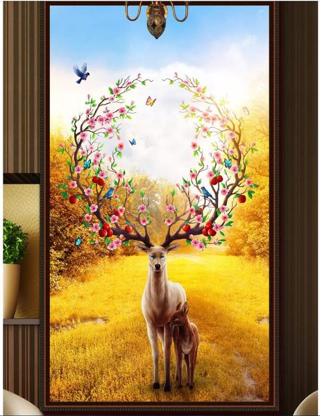 

3d wallpaper on a wall custom p golden autumn elk background porch home improvement 3d wall murals wallpaper for living room