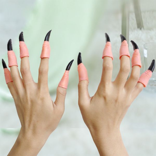 

10pcs fake fingers witch vampire nail covers set halloween prop party fancy dress