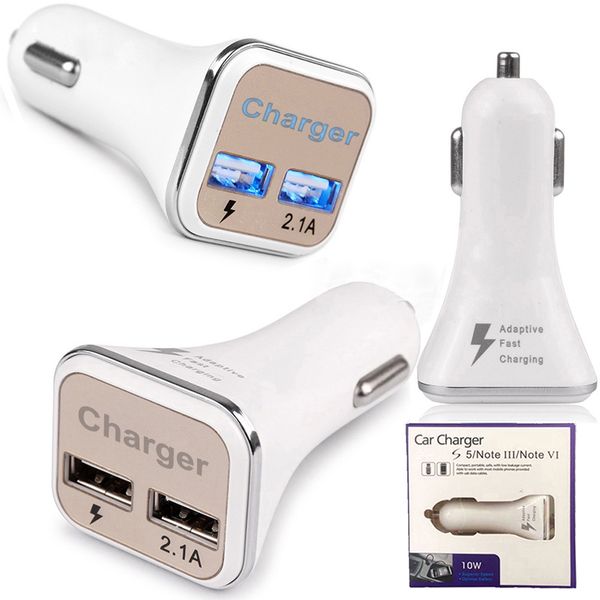 

dual usb led car charger 2usb 2a fast charging adapter for samsung galaxy note 5 s6 s8 edge htc with retail package
