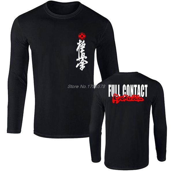 

new mas oyama full contact karate kyokushin kai kan japa kanji symbol t-shirt man long sleeve cotton tshirt cool tees, White;black