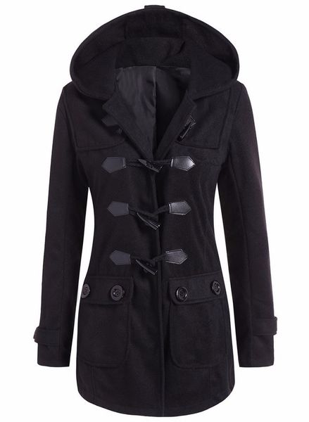 

women's trench coat classic retro hooded solid cotton coat for women female ladies outerwear clothing, Tan;black