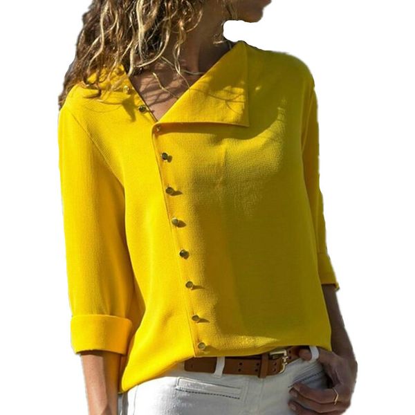 Camicetta da donna Camicia a maniche lunghe Moda coreana Nuovo arrivo 2018 Autunno Camicette da donna da ufficio Lavoro Top nero Blusa femminile Camicie irregolari