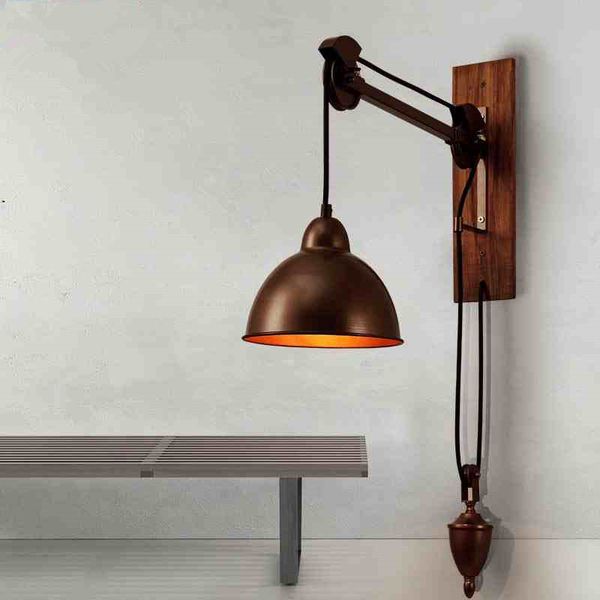 Escaliers Luminaire Bar Broche Vintage Intérieur Bois Fer Restaurant Murales Acheter Applique En Poulie Café Appliques FK1J3lcT