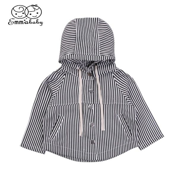 

autumn clothes baby boy kids hooded jacket striped pockets zipper long sleeve hoodies coat outwear, Blue;gray