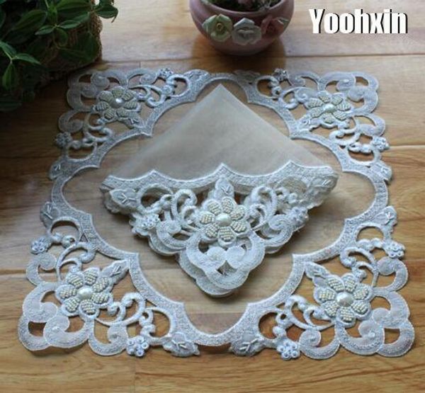 

modern lace beads place table mat cloth pad embroidery cup mug drink doily dining coffee christmas placemat kitchen