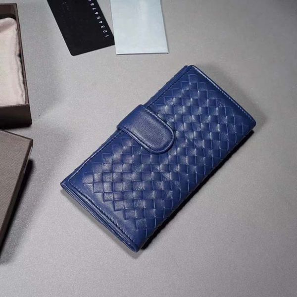

new arrival genuine leather women's long purse 8 color bi-fold continental wallet coin purse hand wovenlambskin lady's bag, Red;black