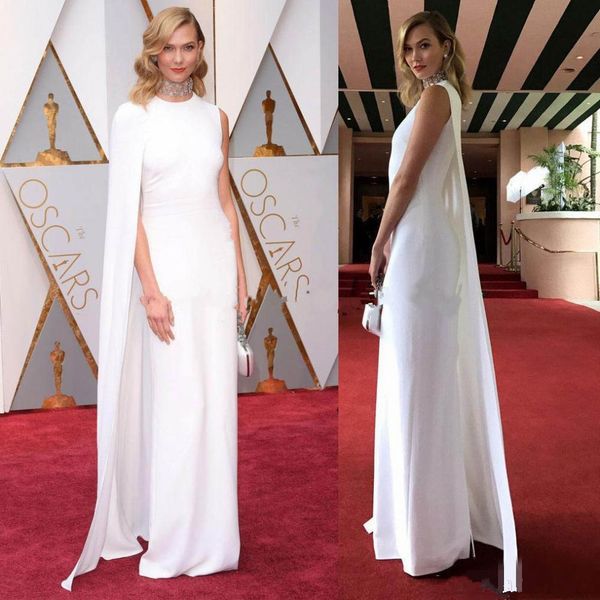 Oscar White Karlie Kloss Celebrity Abendkleider mit Capes, Juwelenausschnitt, lang, Übergröße, maßgeschneidertes, neues, elegantes Kleid für den roten Teppich