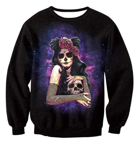 

новая мода череп краска точка смешные 3d печати потеет мода одежда женщины мужчины толстовка повседневная пуловеры k63, Black