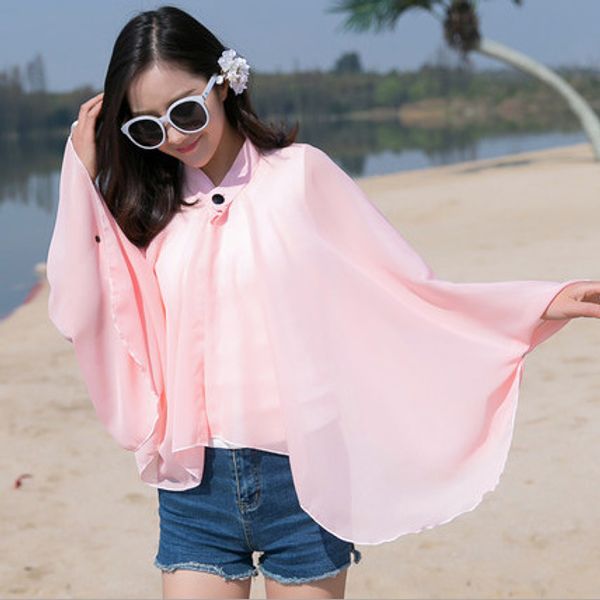 

summer beach cover up large pareos chiffon wrap shawl beach sarongs for women silk scarf sunscreen clothing s5, Blue;gray
