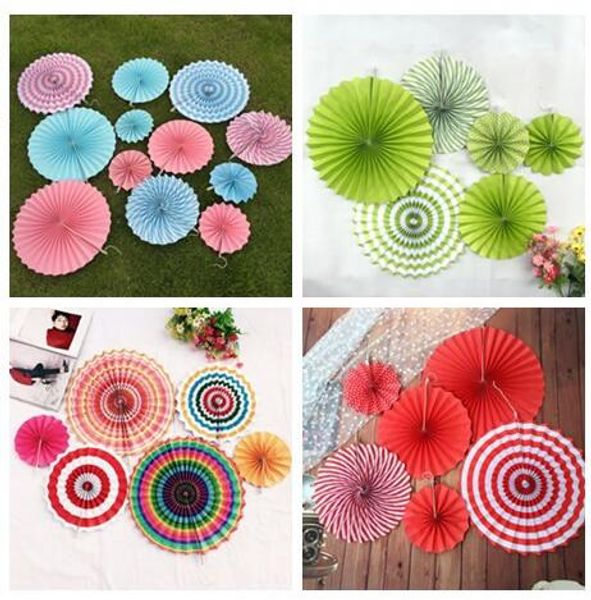colorful hanging flower paper fan set birthday party wedding festival decoration hanging flower paper crafts decoration online party supply oriental flower paper decorations