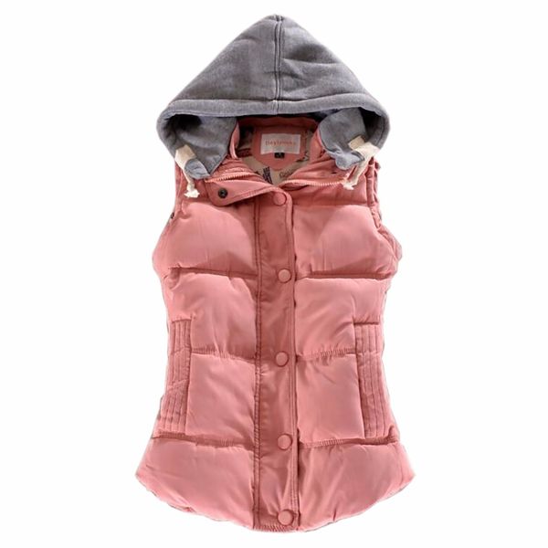 

2017 brand winter women's vest slim cotton waistcoat for women coletes female vest jacket coat pink warm down outerwear 7 color, Black;white