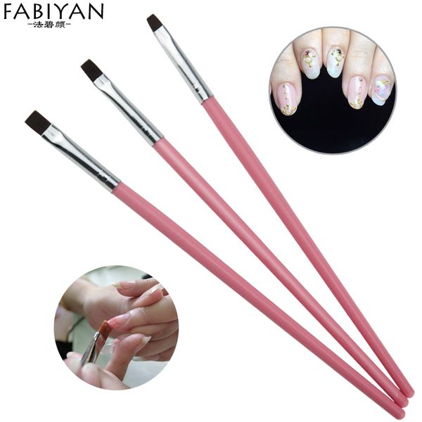 

3pcs flat builder clean up pen brush carving uv gel polish acrylic extension nail art tips painting drawing manicure tools set, Silver
