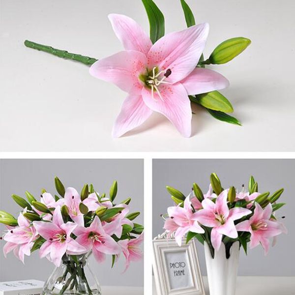 Acheter Fleurs De Mariage Artificielle Fleurs De Lys Real Touch Silk Lys Bouquet Fleurs Décoratives Home Party Décoration 4 Couleurs Yw1025 De 10 Du