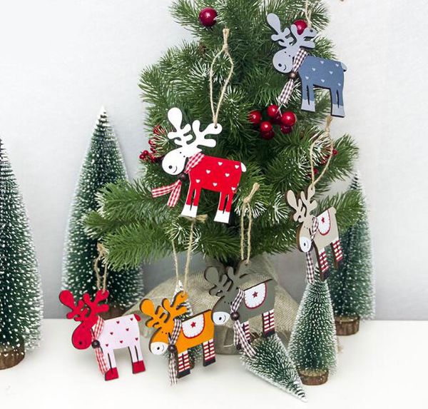 

christmas tree ornaments wooden colorful elk pendant christmas tree decorations xmas party decor deer pendants christmas decoration for home
