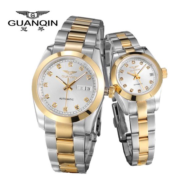 

new lovers watch original guanqin top couple watches quartz wrist watch fashion waterproof men wristwatches, Slivery;brown