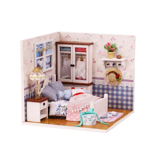 2017 New Doll House Diy Dollhouse Toys With Furniture Led Voice