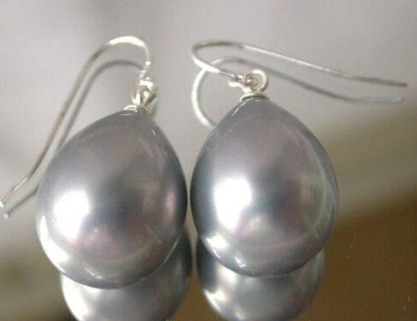 

ll<<<11-15mm gray shell pearl 925 silver earrings, Golden