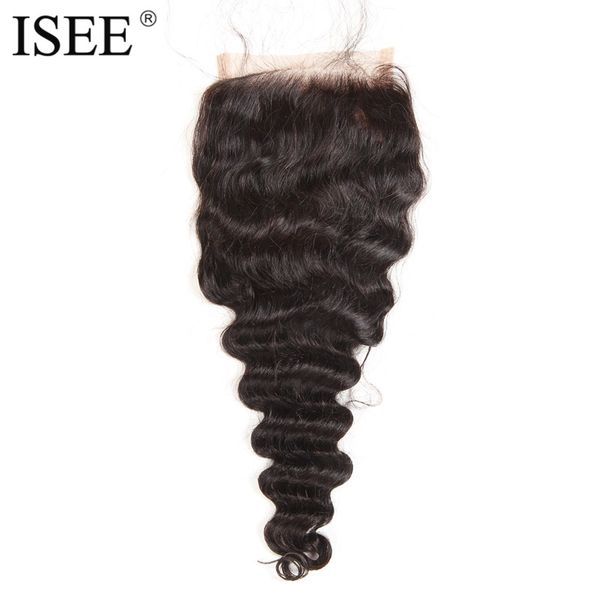 

isee loose wave swiss lace based closure remy hair part 4"*4" can be dyed ing, Black;brown