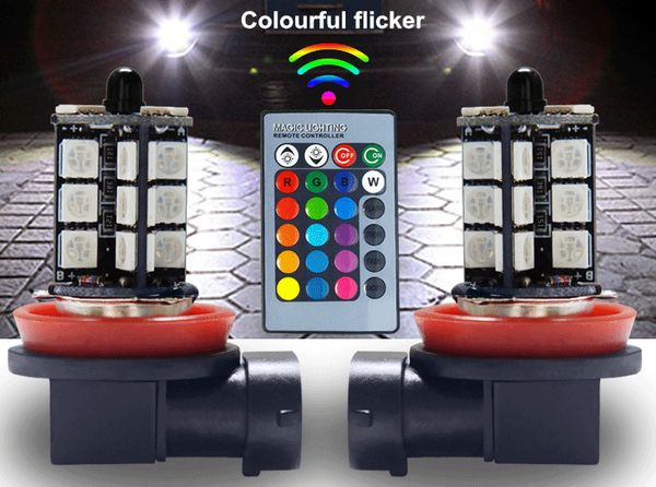 

led пульт дистанционного управления лампы подсветки rgb противотуманные фары 27smd заднего хода 5050 магия освещения дальнего света задний ф