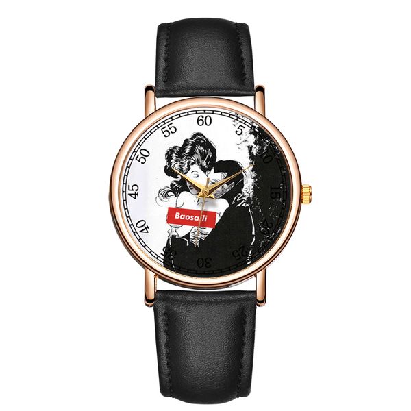

baosaili couple watch romantic lovers wristwatch relojes feminino montre homme genuine leather western style wristwatches b-9162, Slivery;brown