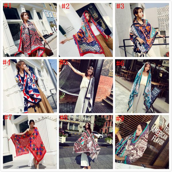 

summer ladies national wind travel scarves luxury tassel shawl resort beach towel 180*100cm air conditioning 38 styles