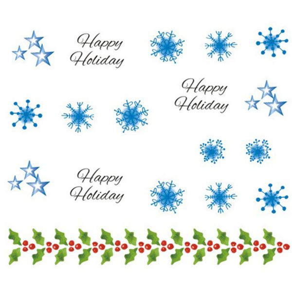 

1 sheet cartoon christmas 3d nail sticker snowflakes nail tips tatoos party manicure transfer stickers, Black
