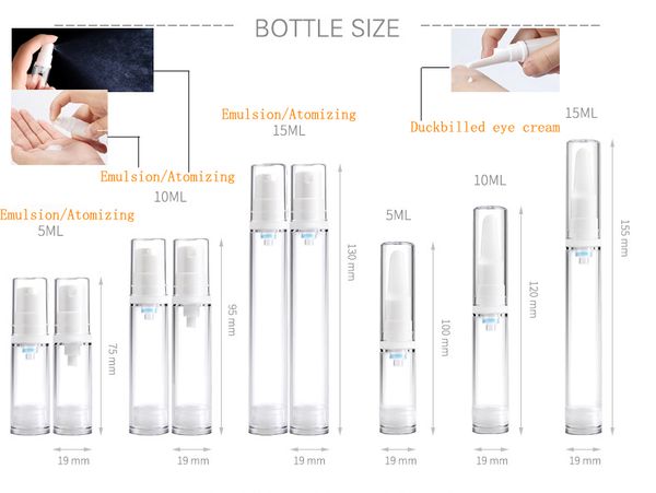 

tamax pf007 empty transparent airless pump cosmetic bottle travel mini lotion cream perfume bottles vacuum toiletries container 2018