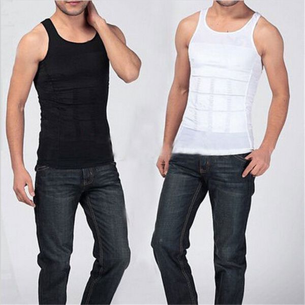 

casual good quality men slimming lost weight vest shirt fatty undershirt girdles corset body shaper size s-xxl, White;black
