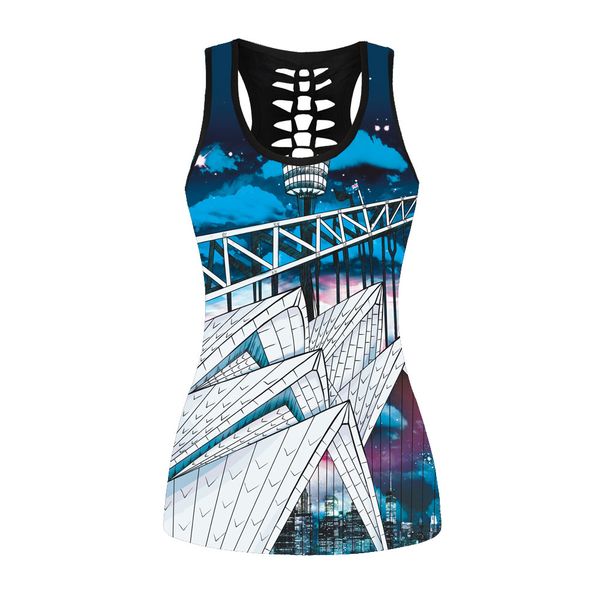 

summer tank hollow out women bodybuilding halter blue city black slim women sportes camis femme fitness crochet top, White