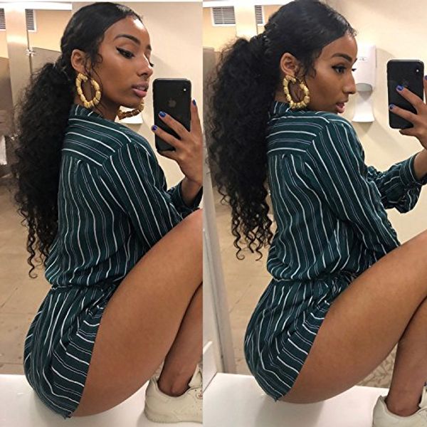 

fashion women human hair ponytail extensions virgin human hair ponytail hairpieces kinky curly ponytail 8a quality kinky hair 120g 4colors, Black