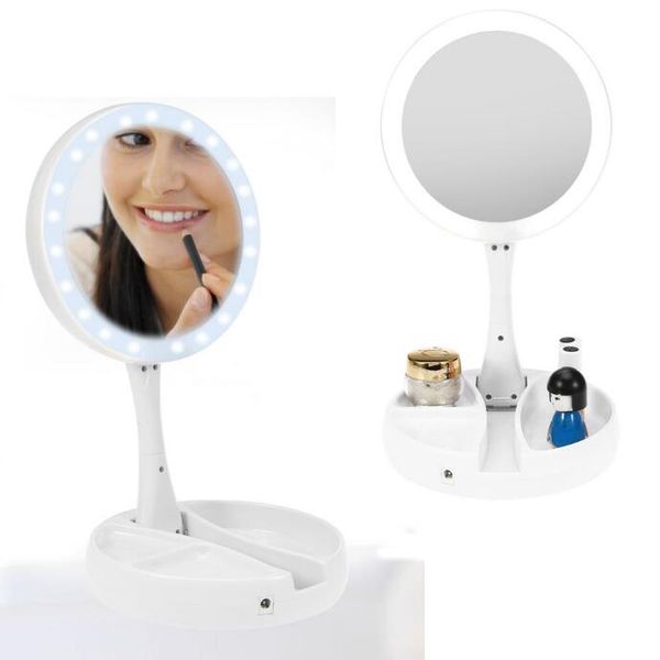 

Led makeup mirror lighted folded de kmagnifying mirror double ided co metic touch up luminou folding lamp mirror