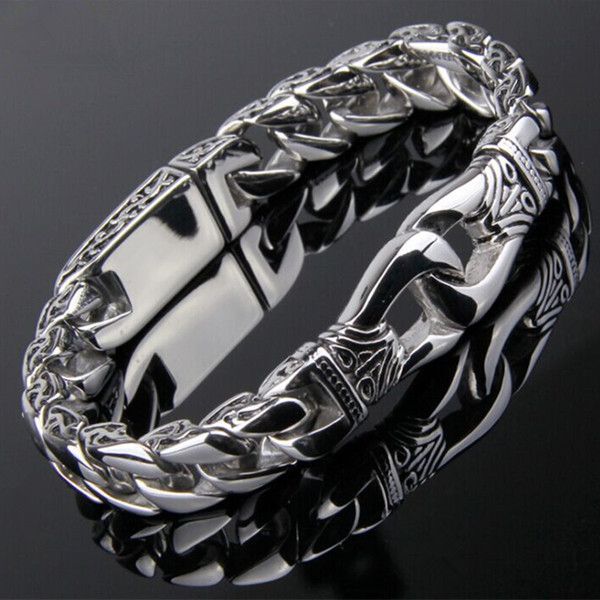 

whole saleb12e chian length 22cm men bracelet1 piece stainless steel fsahionable black enamel factory prwholesale bangle men gift, White