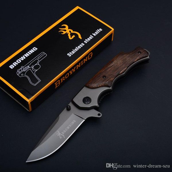 

Wood Handle Browning Folding Pocket Knife 3Cr13Mov Blade Tactical Camping EDC Hunting Hiking Xmas Gift Knives Outdoor Survival Gear P605R